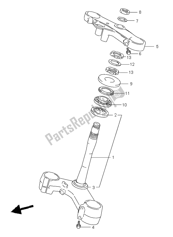 Tutte le parti per il Gambo Dello Sterzo del Suzuki TL 1000R 2002