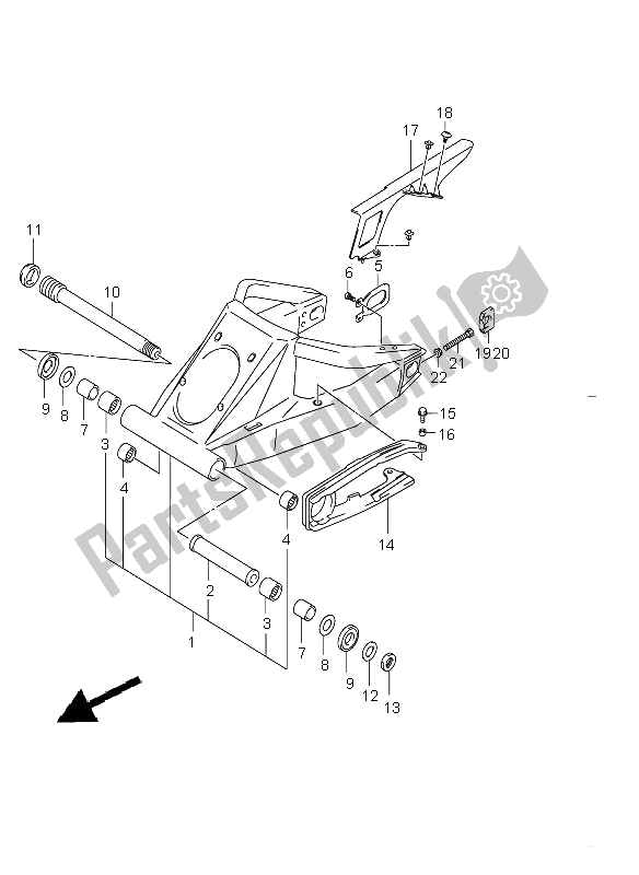 All parts for the Rear Swinging Arm of the Suzuki GSX 1300R Hayabusa 2008