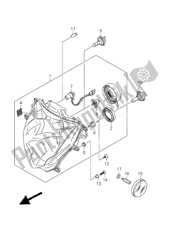 All parts for the Headlamp (gsx-r750 E24) of the Suzuki GSX R 750 2011