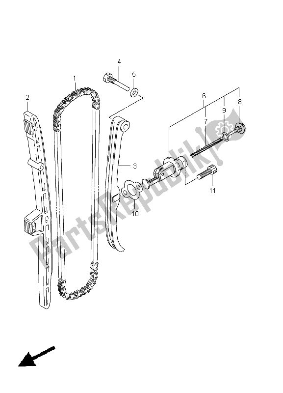 All parts for the Cam Chain of the Suzuki LT A 400Z Kingquad ASI 4X4 2012