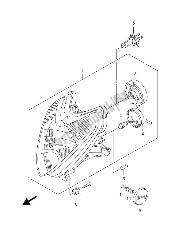 All parts for the Headlamp (gs500f P24) of the Suzuki GS 500 EF 2004