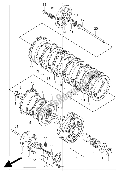 All parts for the Clutch of the Suzuki VL 800 Volusia 2002