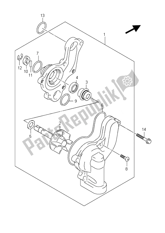 Alle onderdelen voor de Waterpomp van de Suzuki Burgman AN 400 AZA 2010