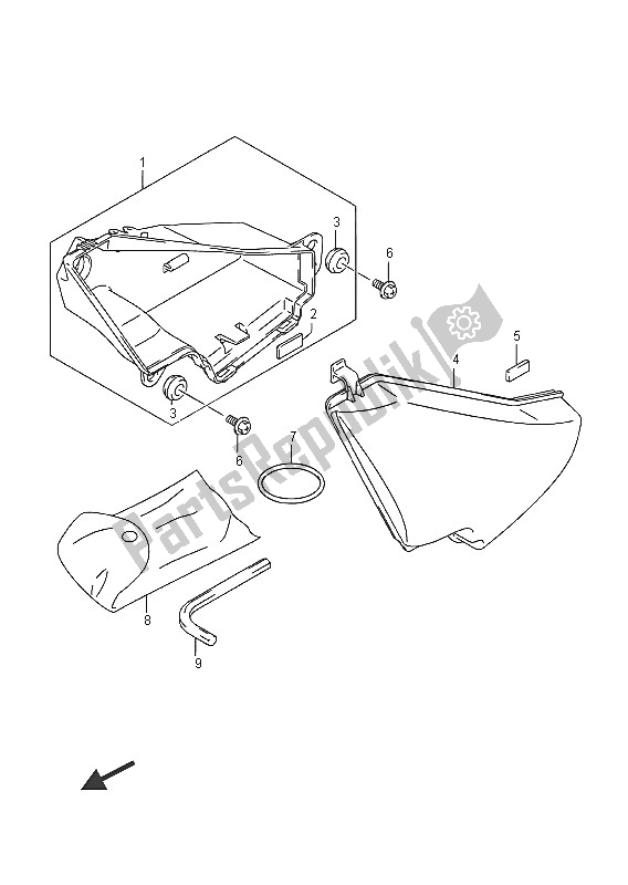 All parts for the Luggage Box of the Suzuki VZ 800 Intruder 2016