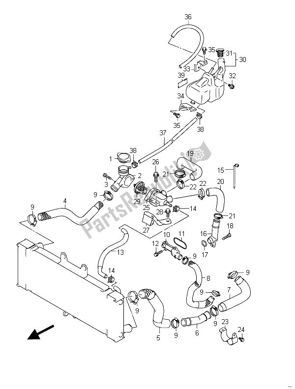 All parts for the Radiator Hose of the Suzuki GSF 650 Sasa Bandit 2011