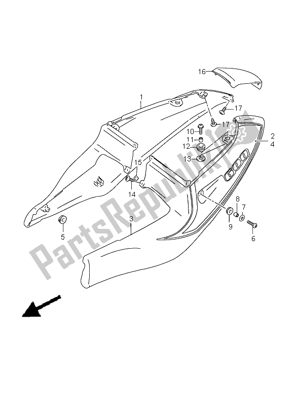 All parts for the Frame Cover (for Bp9) of the Suzuki GSX R 600 2000