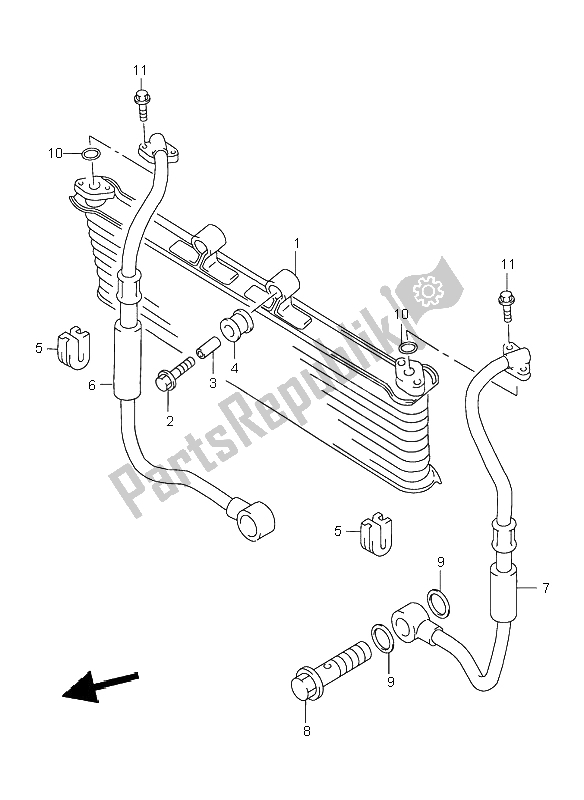 All parts for the Oil Cooler of the Suzuki GSX 750F 1998