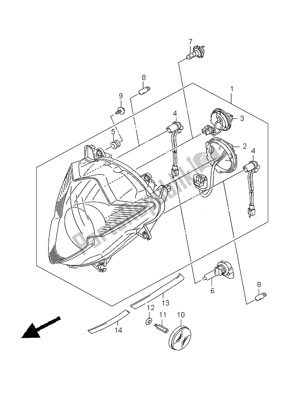 Toutes les pièces pour le Lampe Frontale du Suzuki GSX 650 FA 2010