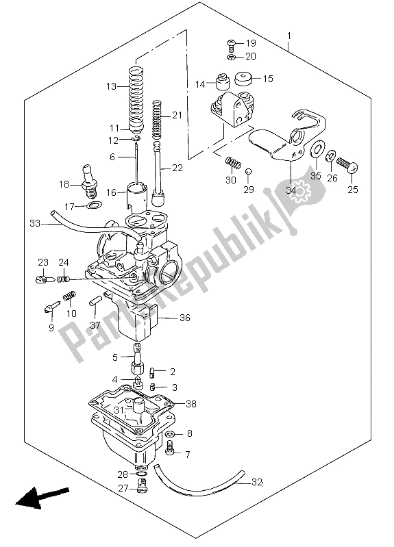 Todas as partes de Carburador do Suzuki LT 50 Quadrunner 2003