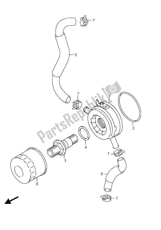 All parts for the Oil Cooler of the Suzuki GSF 1250 SA Bandit 2015