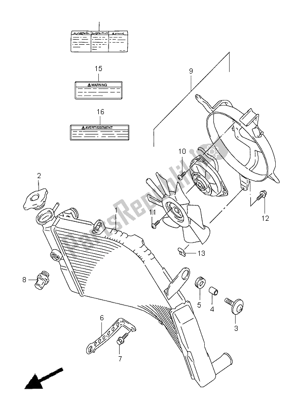 Toutes les pièces pour le Radiateur du Suzuki GSX R 600 1998