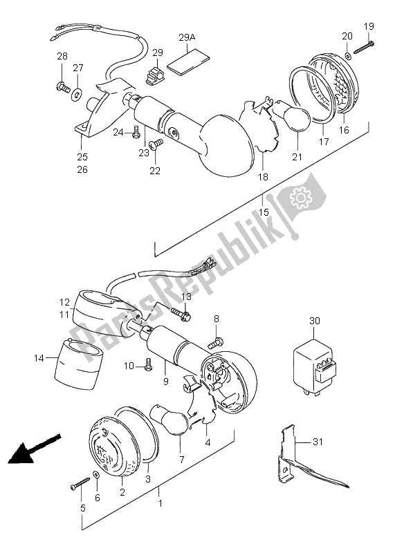 All parts for the Turn Signal Lamp of the Suzuki LS 650 Savage 2000
