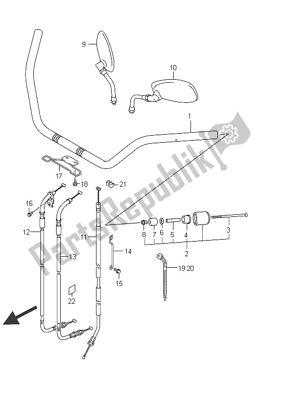 Tutte le parti per il Manubrio (vl800t E24) del Suzuki C 800 VL Intruder 2011