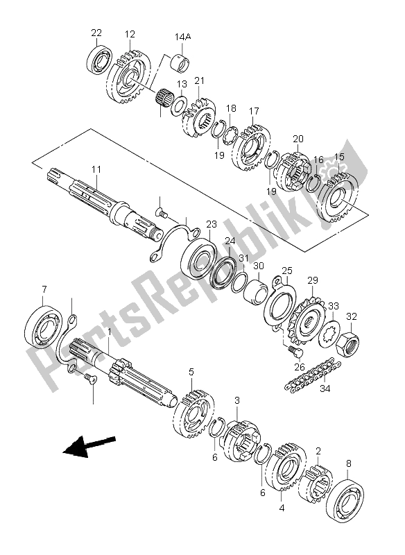 Todas las partes para Transmisión de Suzuki VL 125 Intruder 2003