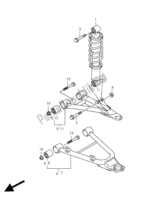 Tutte le parti per il Braccio Di Sospensione del Suzuki LT A 400 Kingquad 4X2 2010