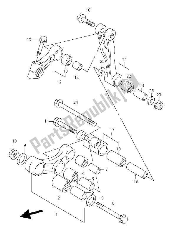 All parts for the Rear Cushion Lever of the Suzuki TL 1000R 1999