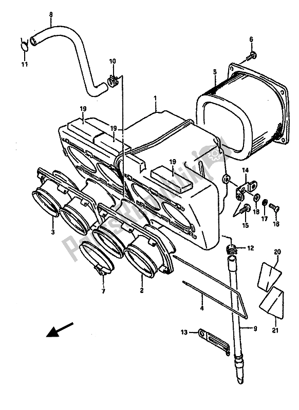 All parts for the Air Cleaner of the Suzuki GSX R 750 1988