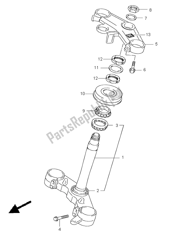 All parts for the Steering Stem (sv1000s-s1-s2) of the Suzuki SV 1000 NS 2003