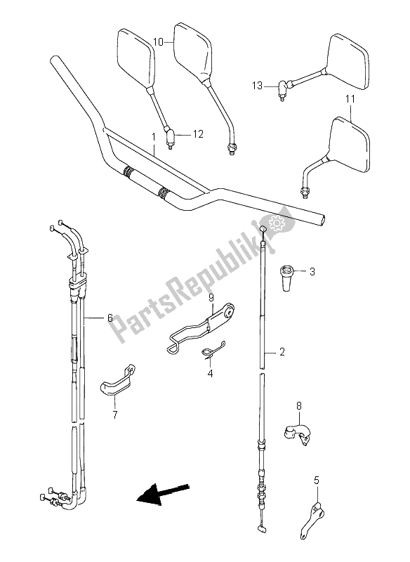 All parts for the Handlebar of the Suzuki DR 350 SE 1999