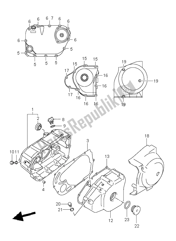 Tutte le parti per il Coperchio Del Carter del Suzuki VL 125 Intruder 2002