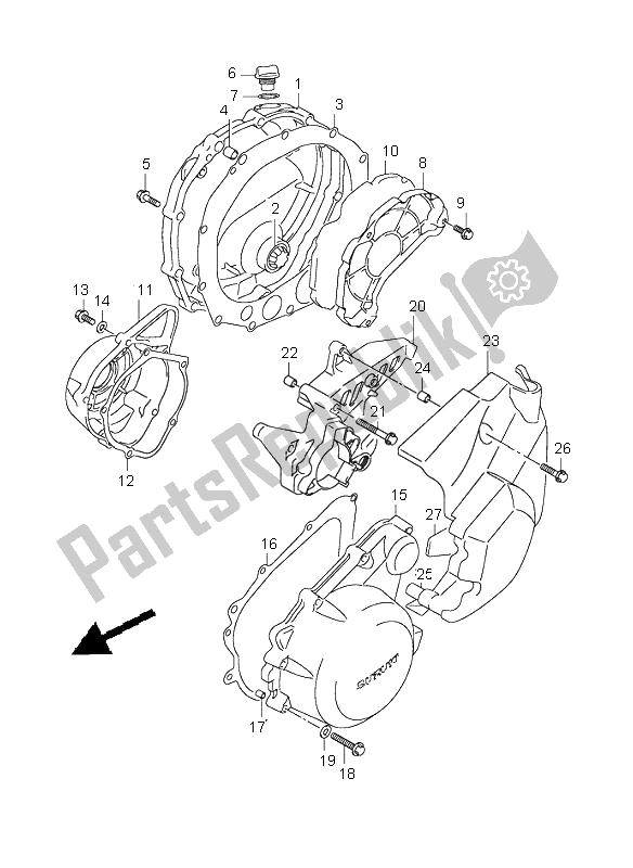 All parts for the Crankcase Cover of the Suzuki GSX 1400 2005