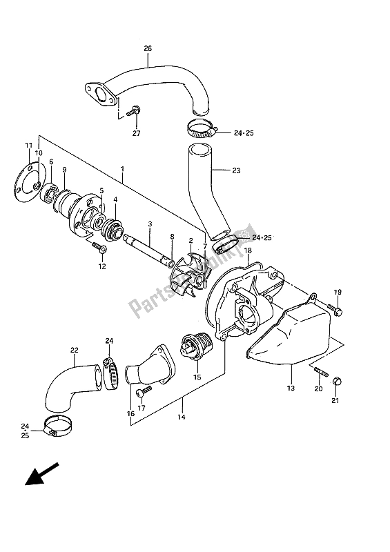 Tutte le parti per il Pompa Dell'acqua del Suzuki VS 750 FP Intruder 1988