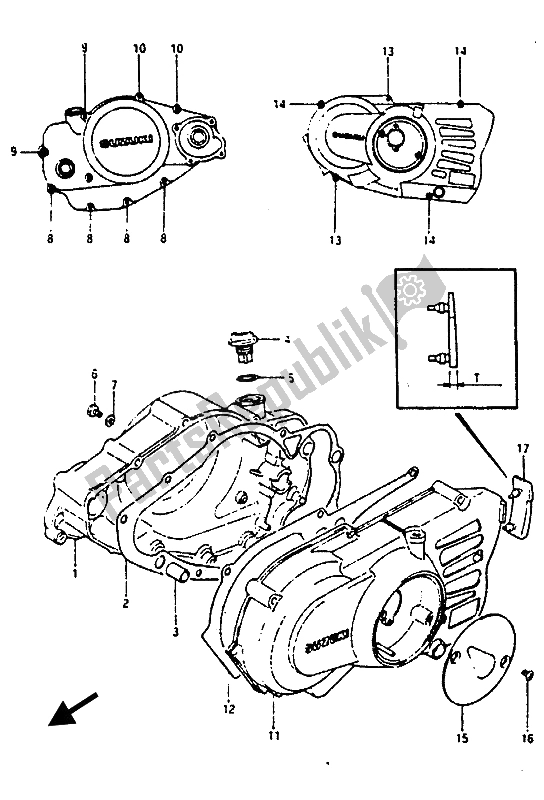 All parts for the Crankcase Cover of the Suzuki RG 125 Abuaubu Gamma 1988