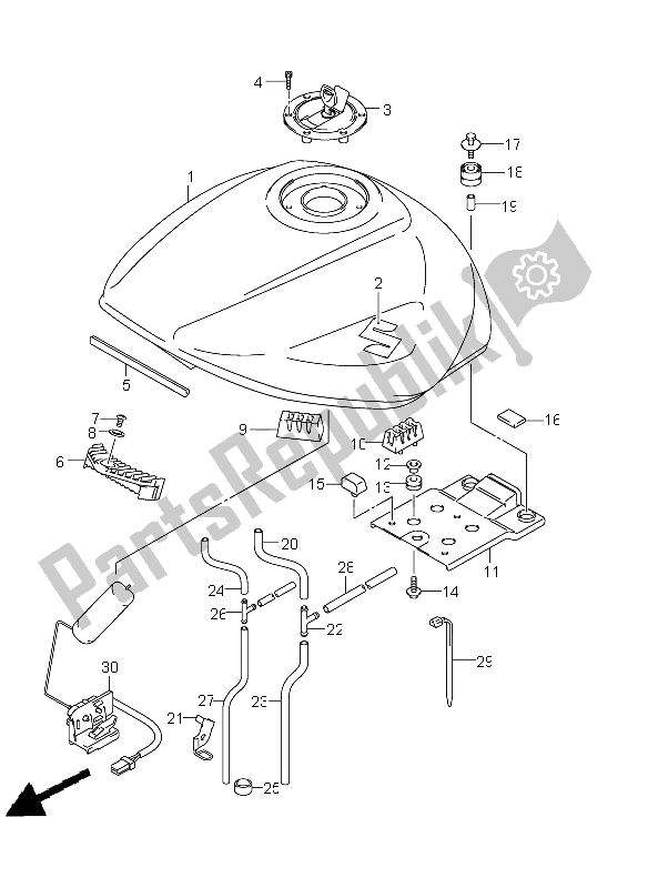 Tutte le parti per il Serbatoio Carburante (gsx650f E24) del Suzuki GSX 650 FA 2011