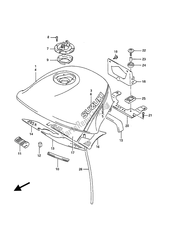 Tutte le parti per il Serbatoio Di Carburante del Suzuki GSX 1100F 1994