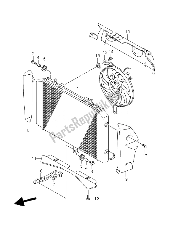 All parts for the Radiator of the Suzuki GSR 600A 2010