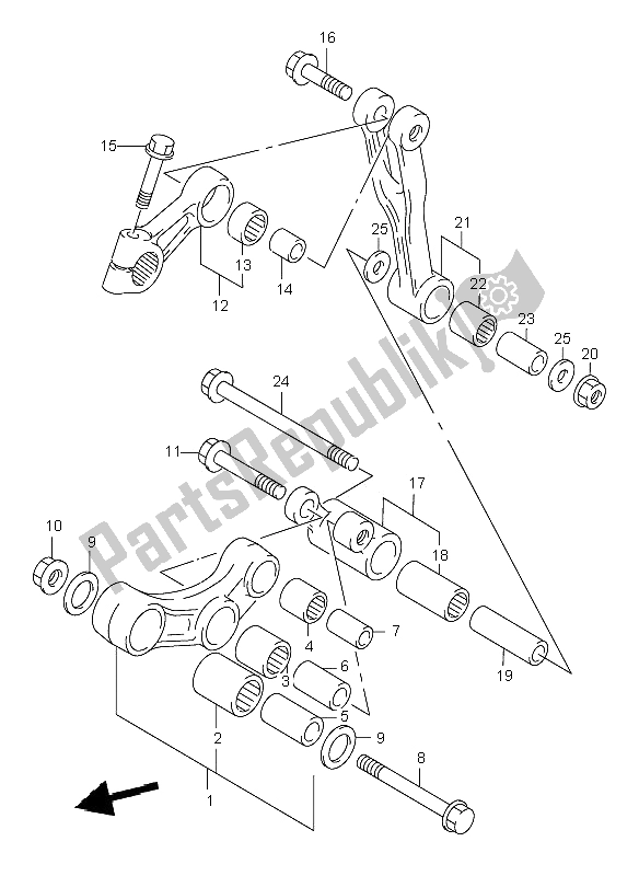 All parts for the Rear Cushion Lever of the Suzuki TL 1000R 2000