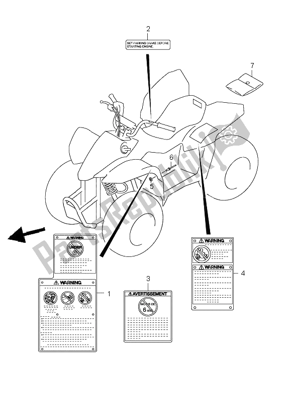 All parts for the Label of the Suzuki LT Z 50 4T Quadsport 2009