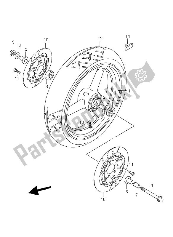 Tutte le parti per il Ruota Anteriore del Suzuki GSX 750F 1998