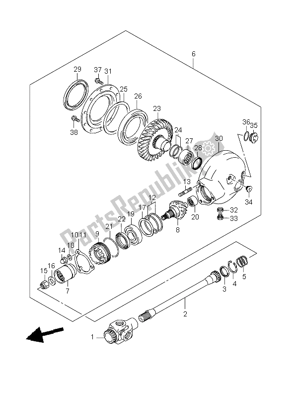 All parts for the Propeller Shaft Final Drive Gear of the Suzuki VZR 1800 Rnzr2 M Intruder 2008