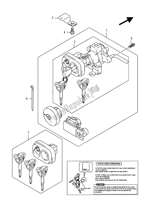 All parts for the Lock Set of the Suzuki AN 650Z Burgman Executive 2015