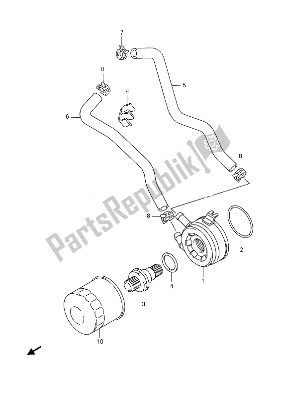 All parts for the Oil Cooler of the Suzuki DL 650A V Strom 2014