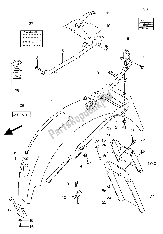 Toutes les pièces pour le Garde-boue Arrière du Suzuki GS 500 EU 1989