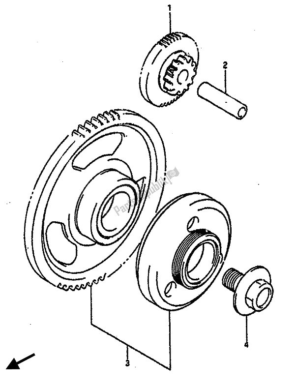 All parts for the Starter Clutch of the Suzuki GSX R 750R 1989