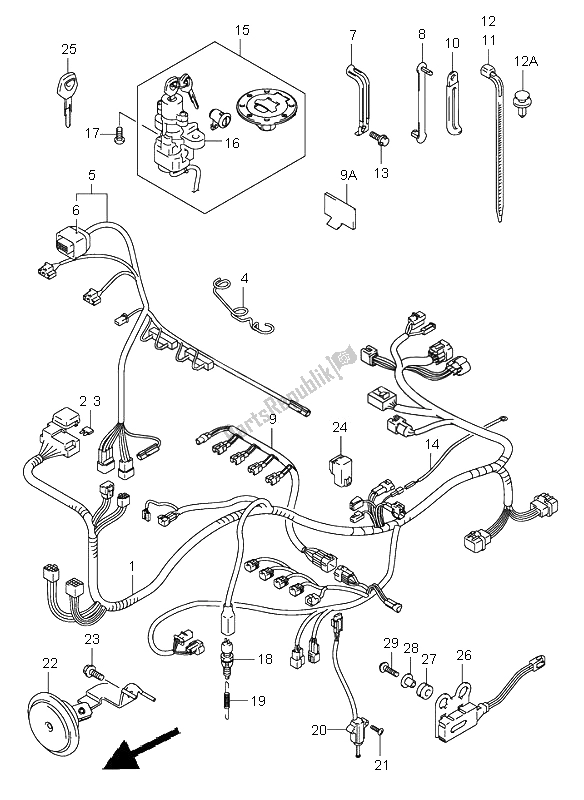 Tutte le parti per il Cablaggio Elettrico del Suzuki GSX R 750 2001