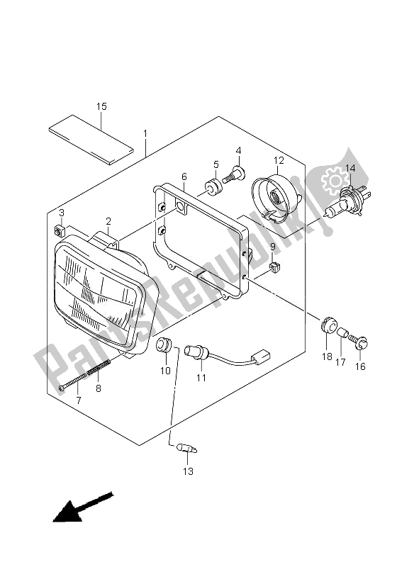 All parts for the Headlamp (e2-e19) of the Suzuki DR Z 400 SM 2007