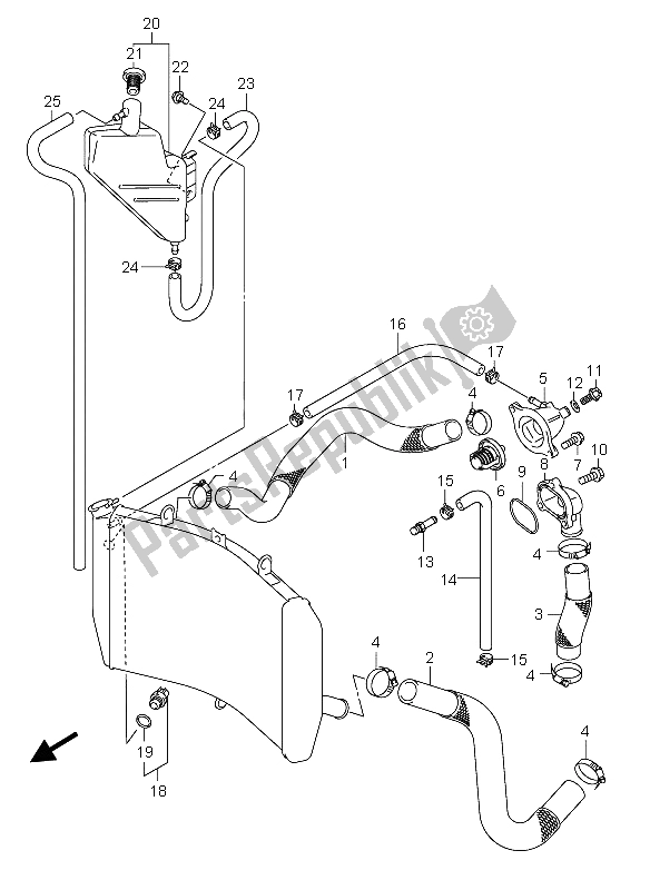 Alle onderdelen voor de Radiator Slang van de Suzuki GSX R 600 2004