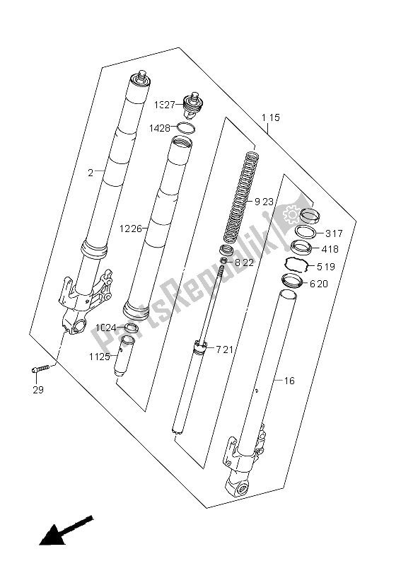 Wszystkie części do Amortyzator Przedniego Widelca Suzuki GSR 750 2011