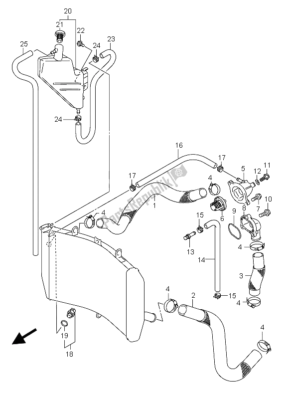 Tutte le parti per il Tubo Del Radiatore del Suzuki GSX R 750X 2005