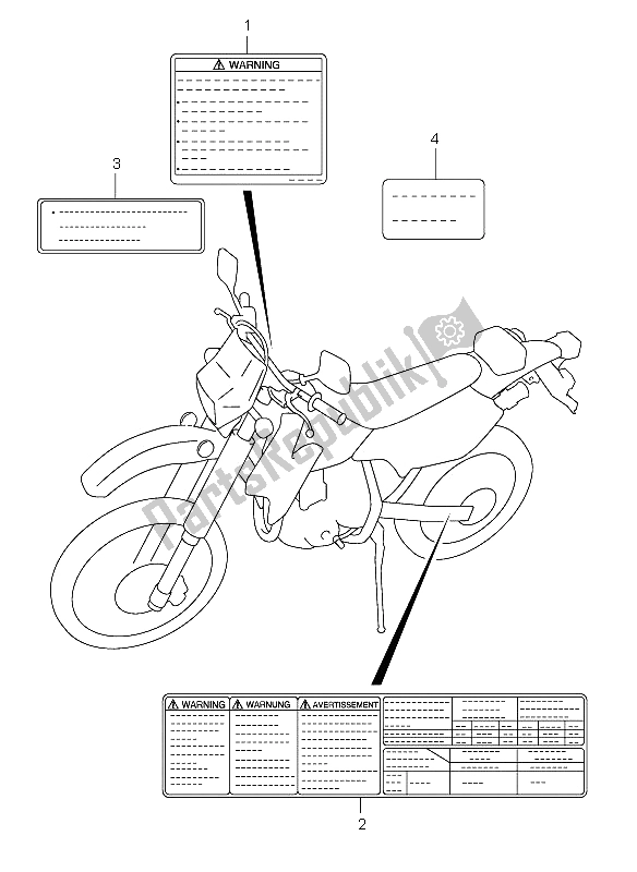 All parts for the Label of the Suzuki DR Z 400E 2009