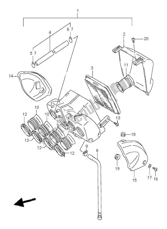 All parts for the Air Cleaner of the Suzuki GSF 600N Bandit 1996