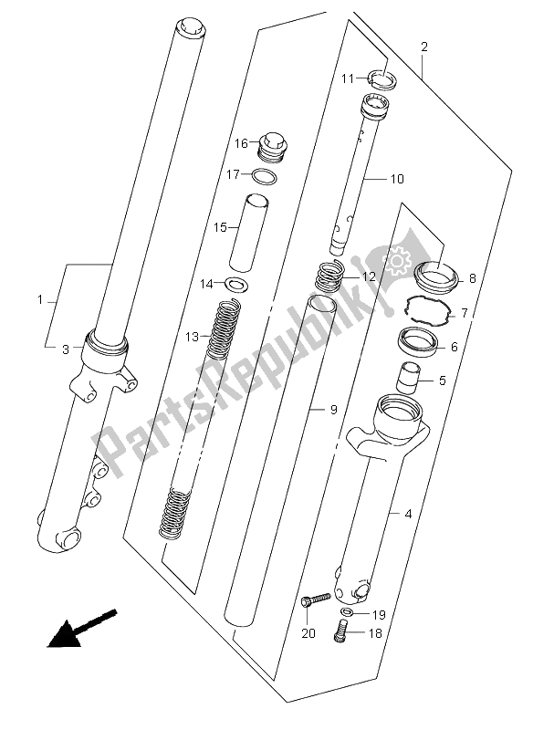 All parts for the Front Fork Damper of the Suzuki RV 125 Vanvan 2004