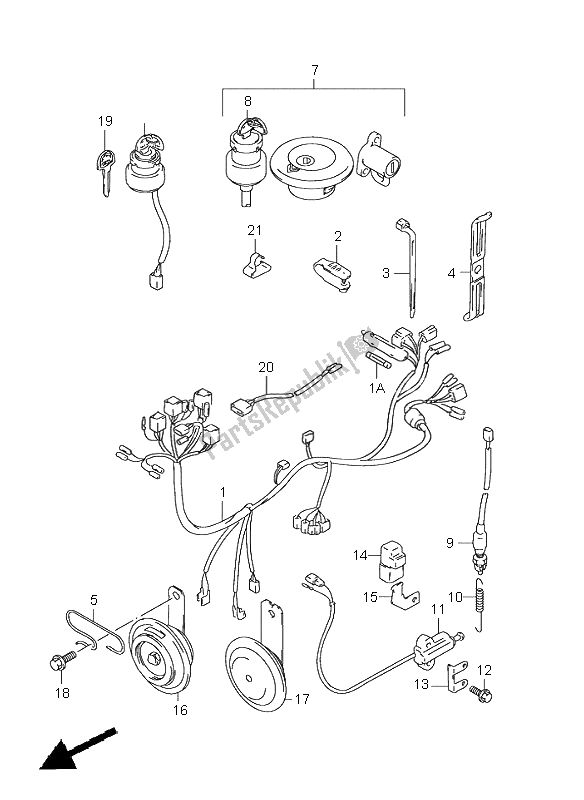 All parts for the Wiring Harness (e1-e30) of the Suzuki GN 125E 2000
