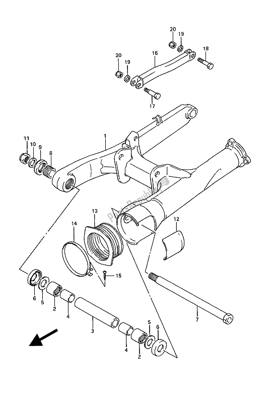 Toutes les pièces pour le Bras Oscillant Arrière du Suzuki GSX 1100G 1993