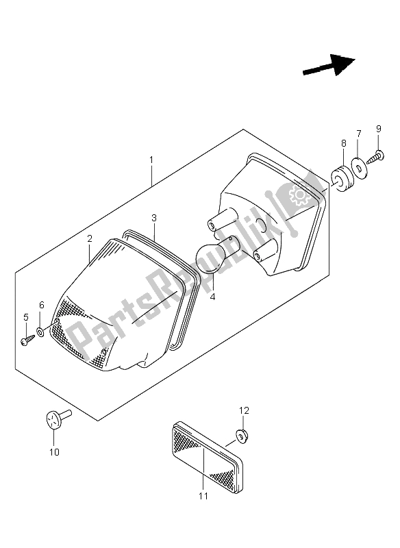 All parts for the Tail Lamp of the Suzuki DR Z 400S 2002