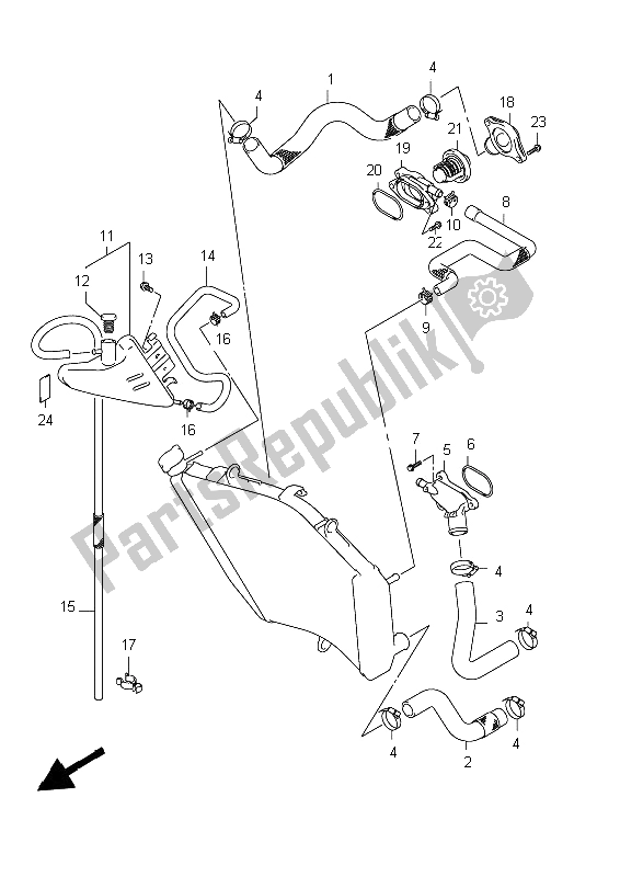 All parts for the Radiator Hose of the Suzuki GSX R 750 2012